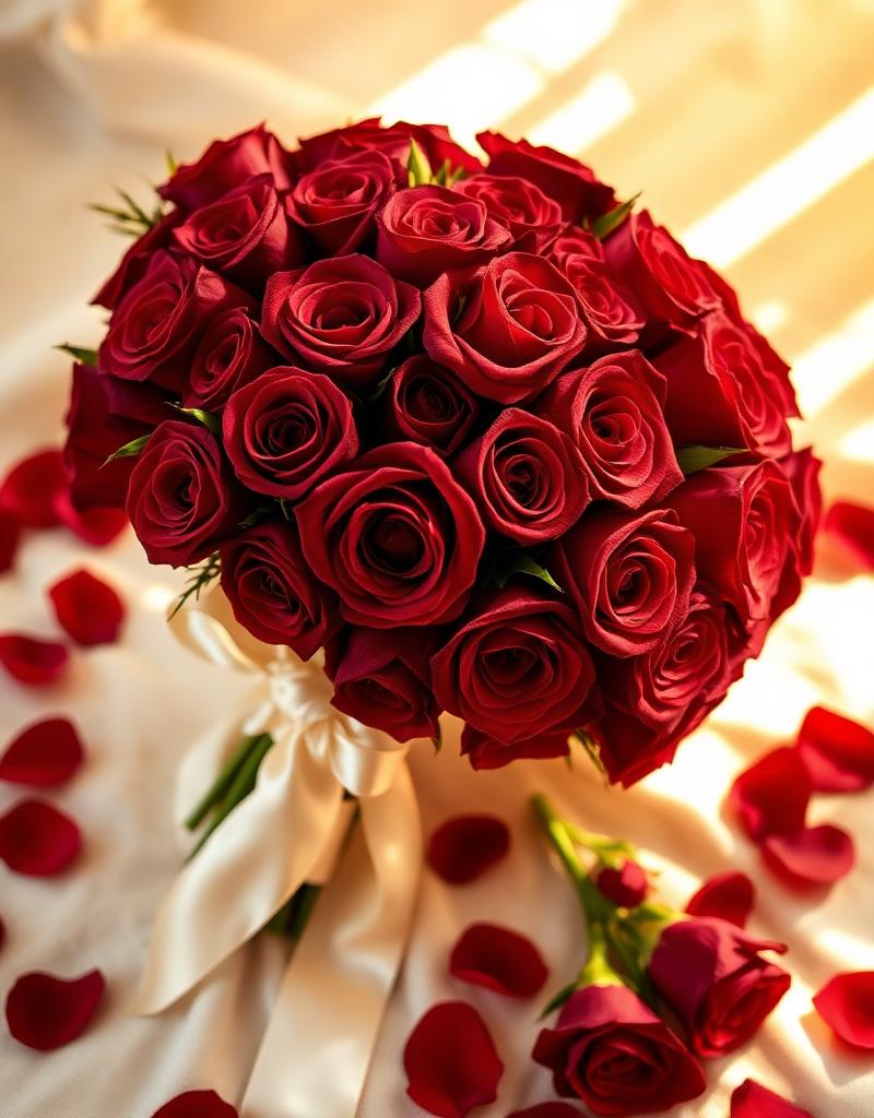 Bridal bouquet of red roses